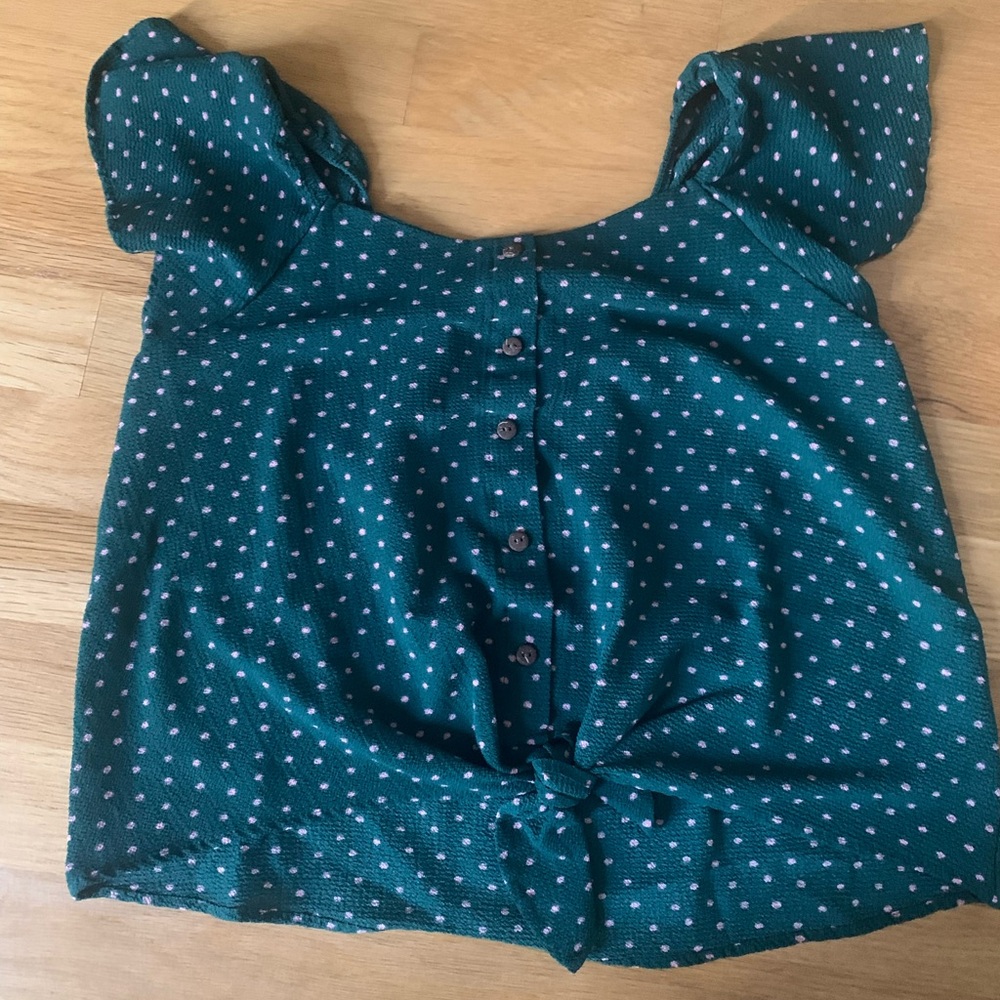 White Polkadot Green Shirt